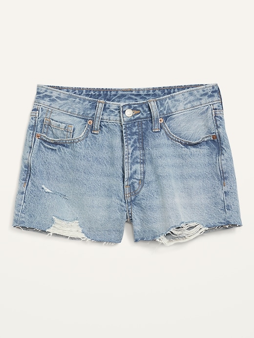 Image number 3 showing, High-Waisted Button-Fly OG Straight Non-Stretch Cut-Off Jean Shorts for Women -- 1.5-inch inseam