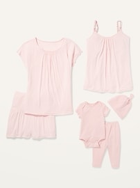 View large product image 3 of 3. Unisex 3-Piece Slub-Knit Bodysuit, Pants & Hat Layette Set for Baby