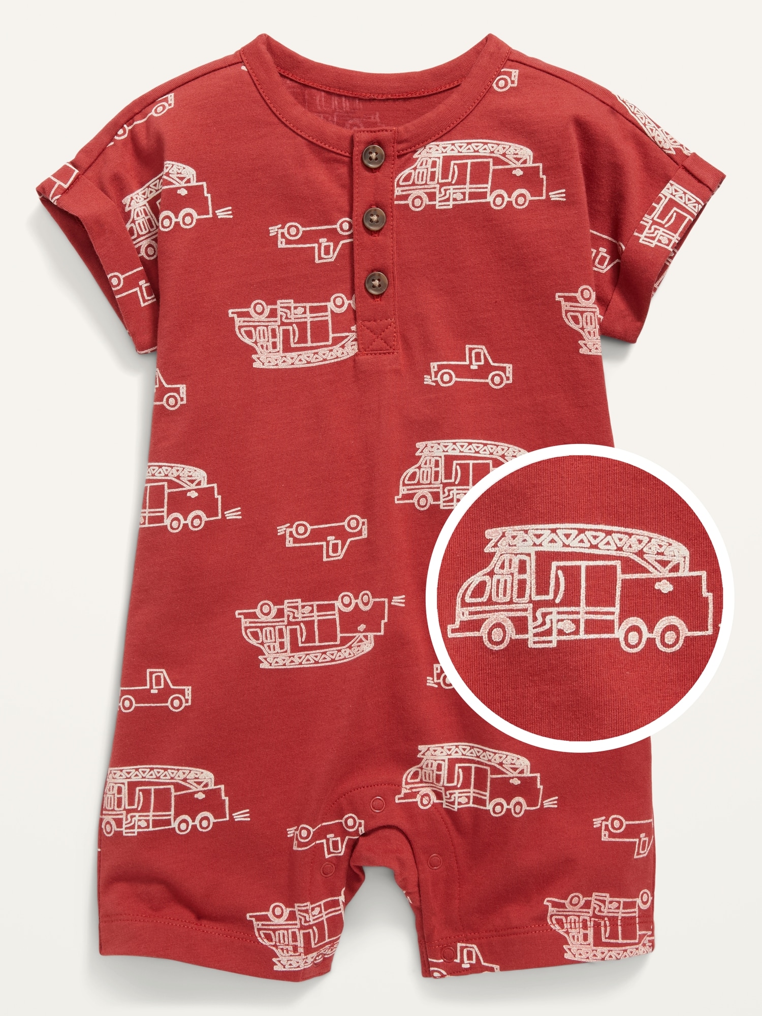 Unisex ShortSleeve Henley Romper for Baby Old Navy