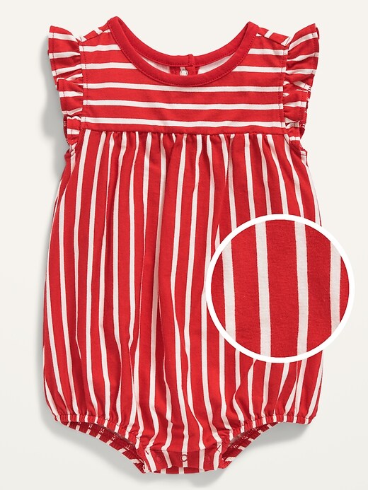 View large product image 1 of 2. Printed Flutter-Sleeve Jersey One-Piece Romper for Baby