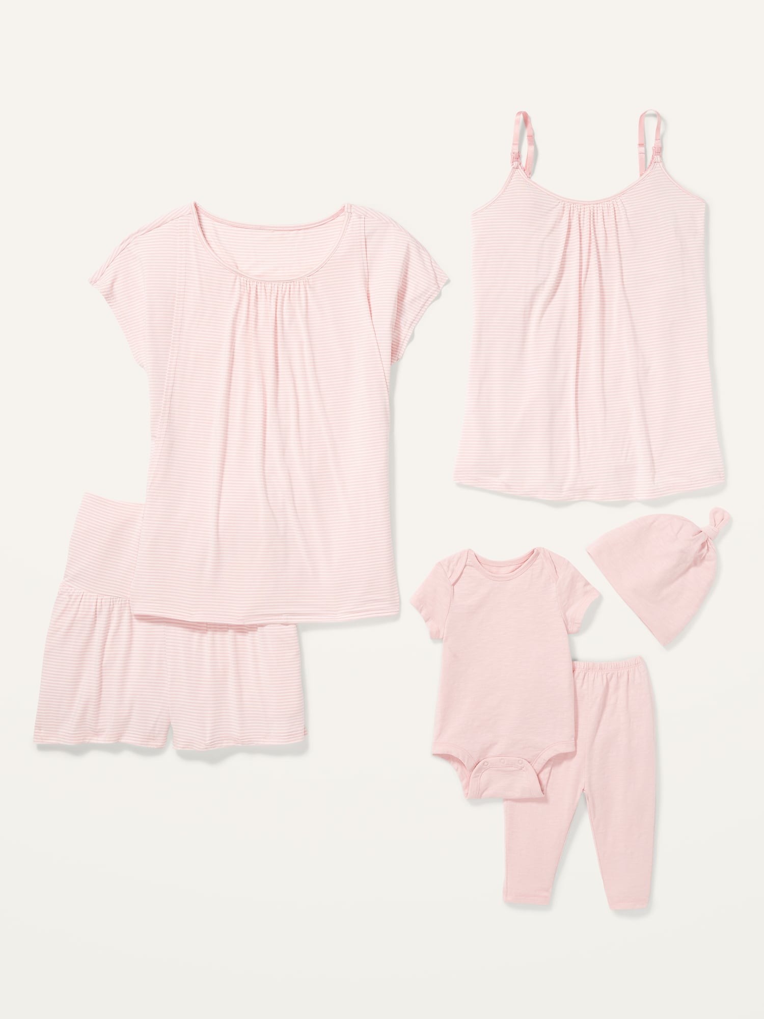 Neon Pink Striped Cotton Maternity & Nursing Top