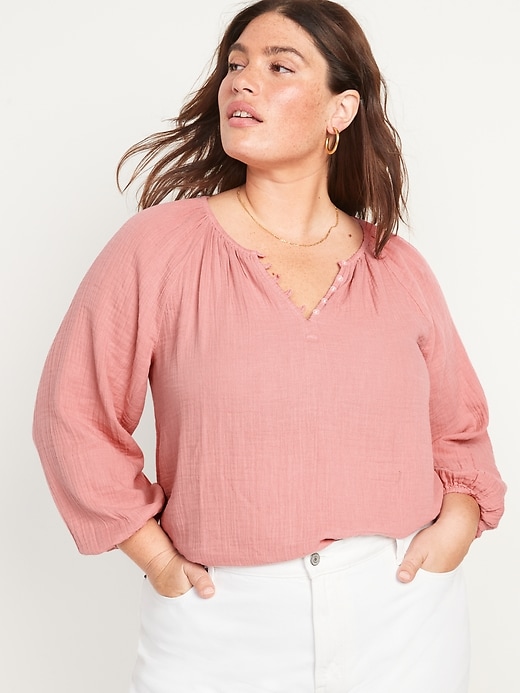 Image number 7 showing, Shirred Double-Weave Blouse