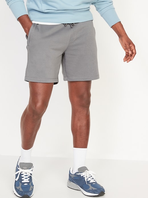 View large product image 1 of 1. French Terry Zip-Pocket Sweat Shorts --  7-inch inseam