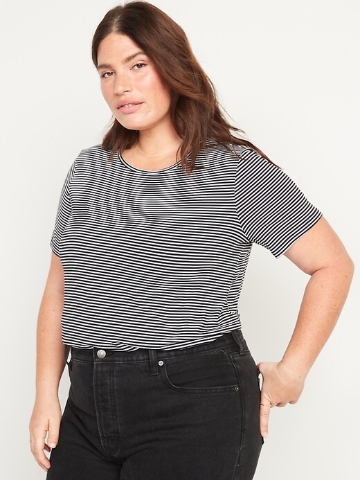 Image number 7 showing, Short-Sleeve Luxe Striped T-Shirt for Women