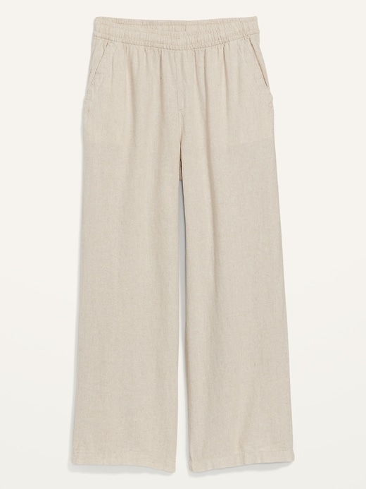 Image number 4 showing, High-Waisted Linen-Blend Wide-Leg Pants