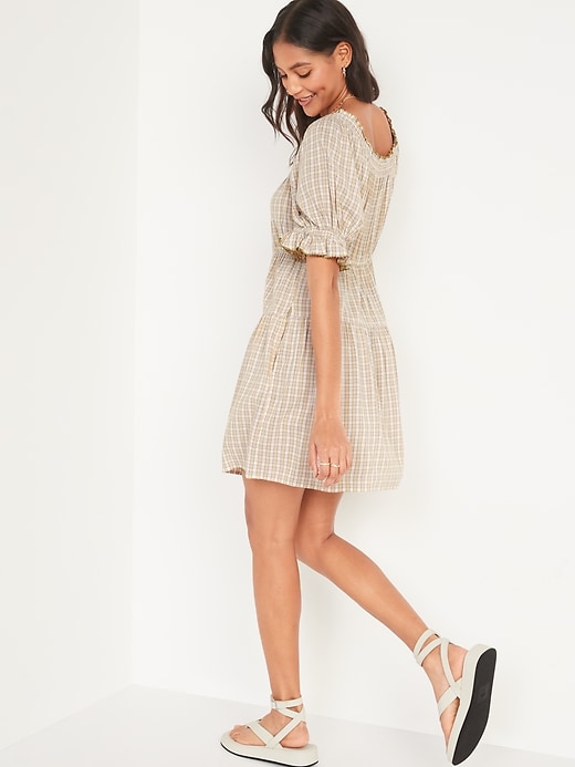 Image number 5 showing, Puff-Sleeve Tiered Mini Swing Dress