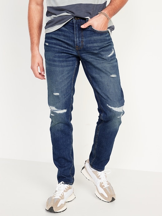 Image number 1 showing, Relaxed Slim Taper Built-In Flex Ripped Jeans