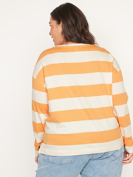 Image number 8 showing, Long-Sleeve Vintage Loose Striped Easy T-Shirt for Women