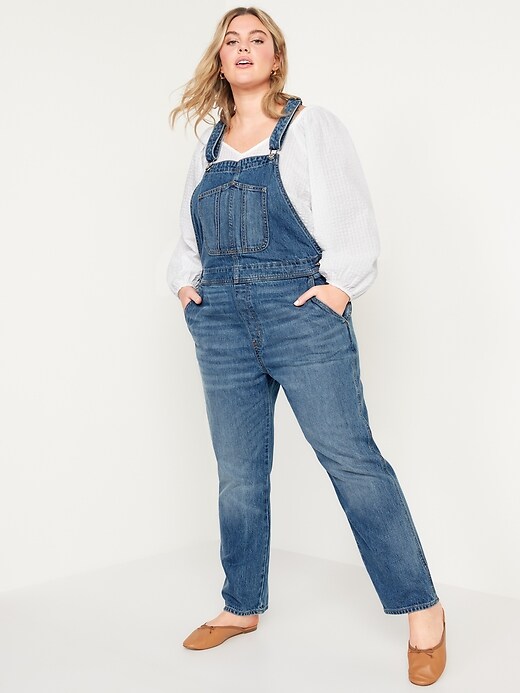Image number 7 showing, Slouchy Straight Non-Stretch Jean Workwear Overalls for Women