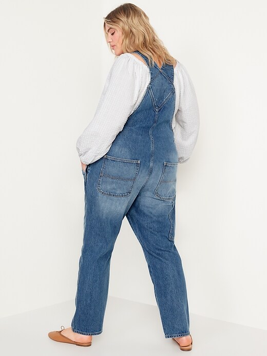 Image number 8 showing, Slouchy Straight Non-Stretch Jean Workwear Overalls for Women