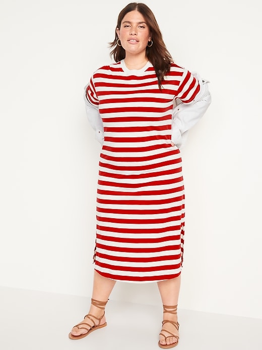 Image number 7 showing, Vintage Striped T-Shirt Midi Shift Dress