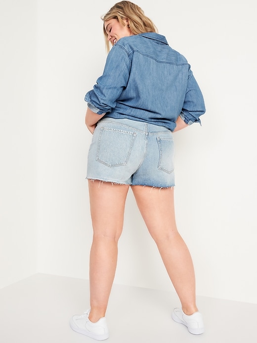 Image number 8 showing, High-Waisted Button-Fly O.G. Straight Non-Stretch Cut-Off Jean Shorts for Women -- 1.5-inch inseam