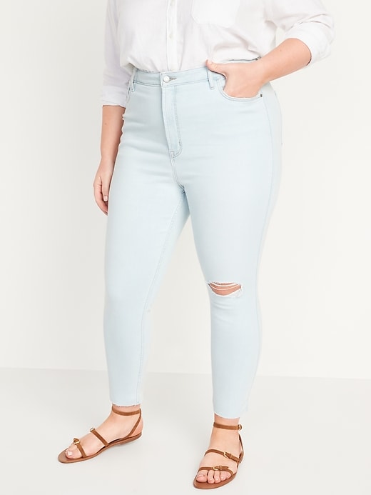 Image number 4 showing, Higher High-Waisted Rockstar 360° Stretch Super Skinny Ripped Ankle Jeans for Women