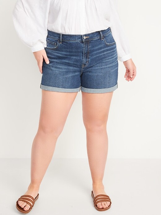 Image number 7 showing, Mid-Rise Jean Boyfriend Shorts for Women -- 3-inch inseam