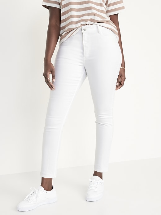 Old Navy High-Waisted Wow Super-Skinny White Ankle Jeans for Women. 1