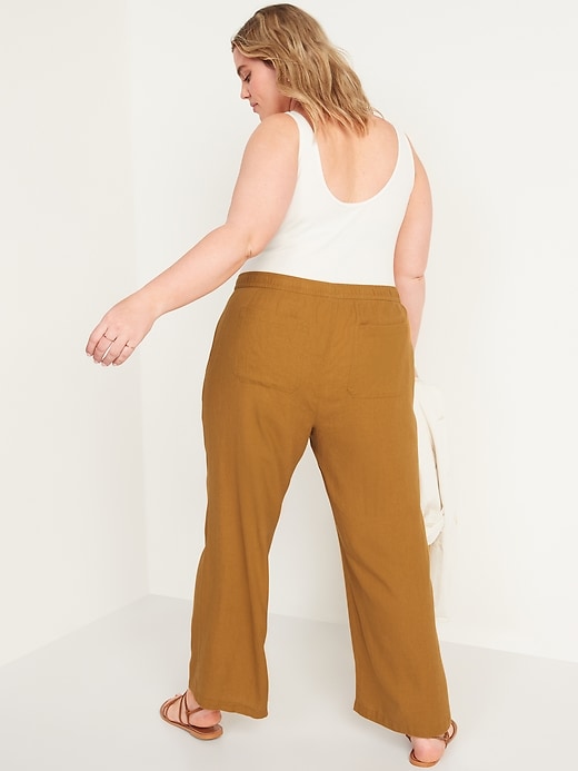 Image number 8 showing, High-Waisted Linen-Blend Wide-Leg Pants for Women