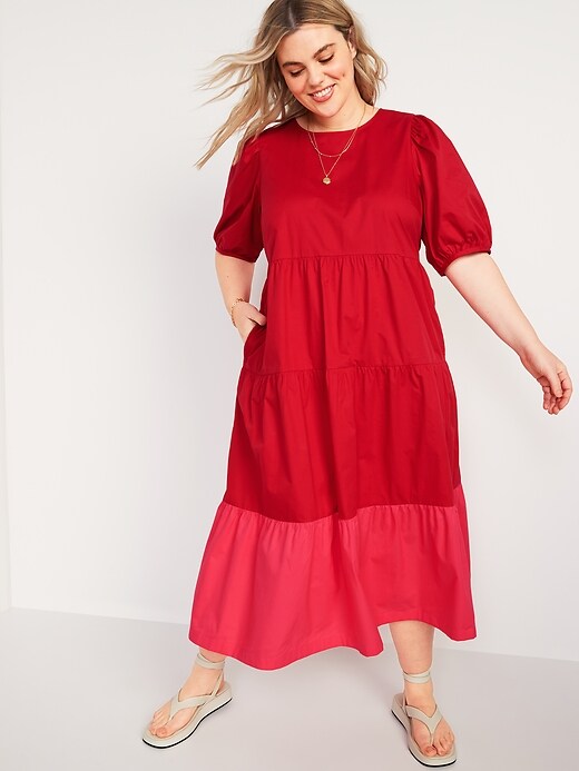 Image number 7 showing, Tiered Two-Tone All-Day Midi Swing Dress for Women