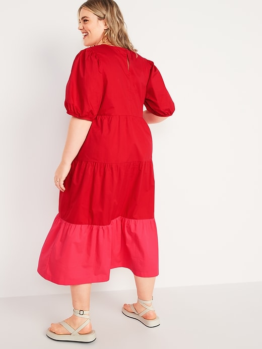 Image number 8 showing, Tiered Two-Tone All-Day Midi Swing Dress
