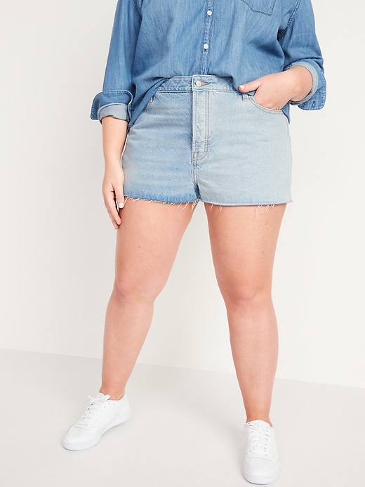 Image number 7 showing, High-Waisted Button-Fly O.G. Straight Non-Stretch Cut-Off Jean Shorts for Women -- 1.5-inch inseam