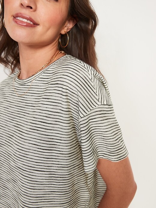 Image number 3 showing, Short-Sleeve Oversized Stripe T-Shirt for Women