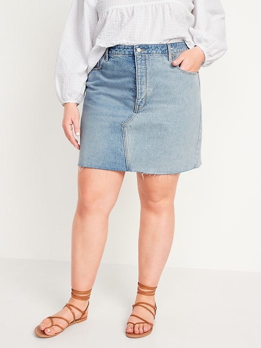 Image number 7 showing, Higher High-Waisted Button-Fly O.G. Straight Non-Stretch Mini Cut-Off Jean Skirt for Women