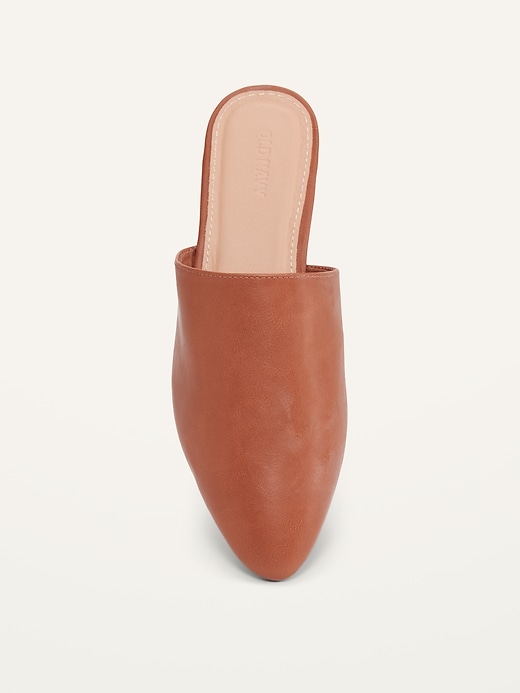 Image number 3 showing, Faux-Leather Mule Almond-Toe Flats For Women