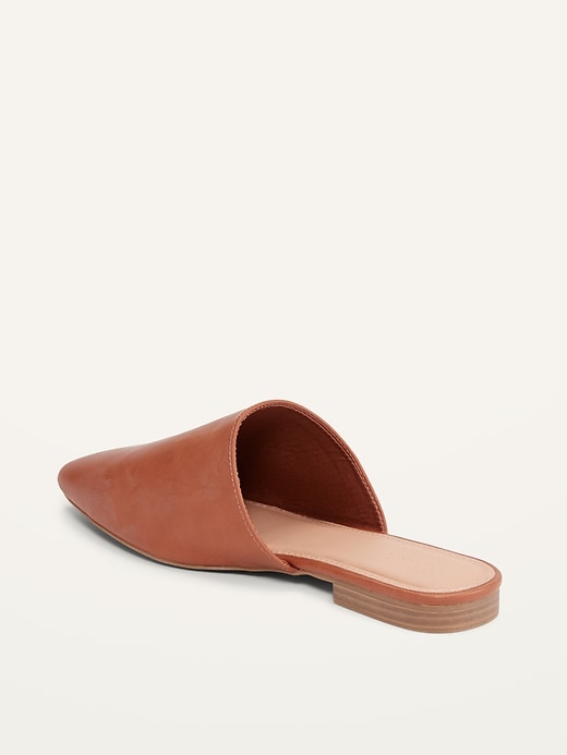Image number 4 showing, Faux-Leather Mule Almond-Toe Flats For Women