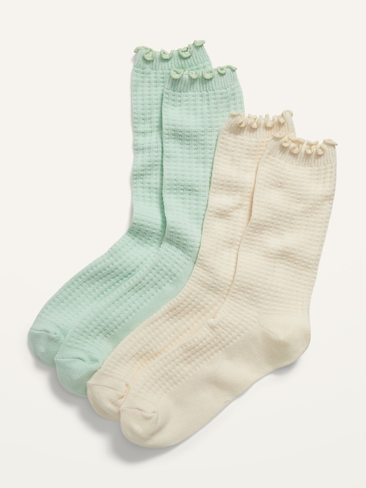 WaffleKnit LettuceEdge Socks 2Pack for Women Old Navy