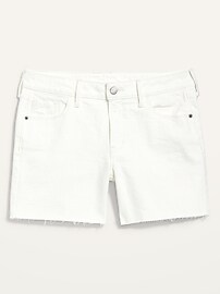 Mid-Rise White Cut-Off Jean Shorts -- 5-inch inseam