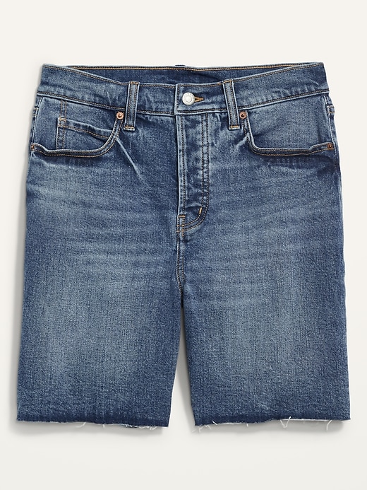 Image number 4 showing, Extra High-Waisted Sky-Hi Button-Fly Cut-Off Jean Shorts-- 7-inch inseam