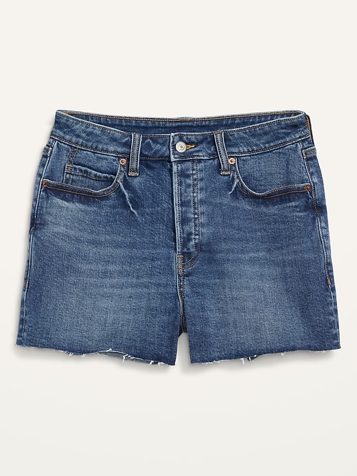 Image number 4 showing, Higher High-Waisted Button-Fly Cut-Off Jean Shorts for Women -- 3-inch inseam