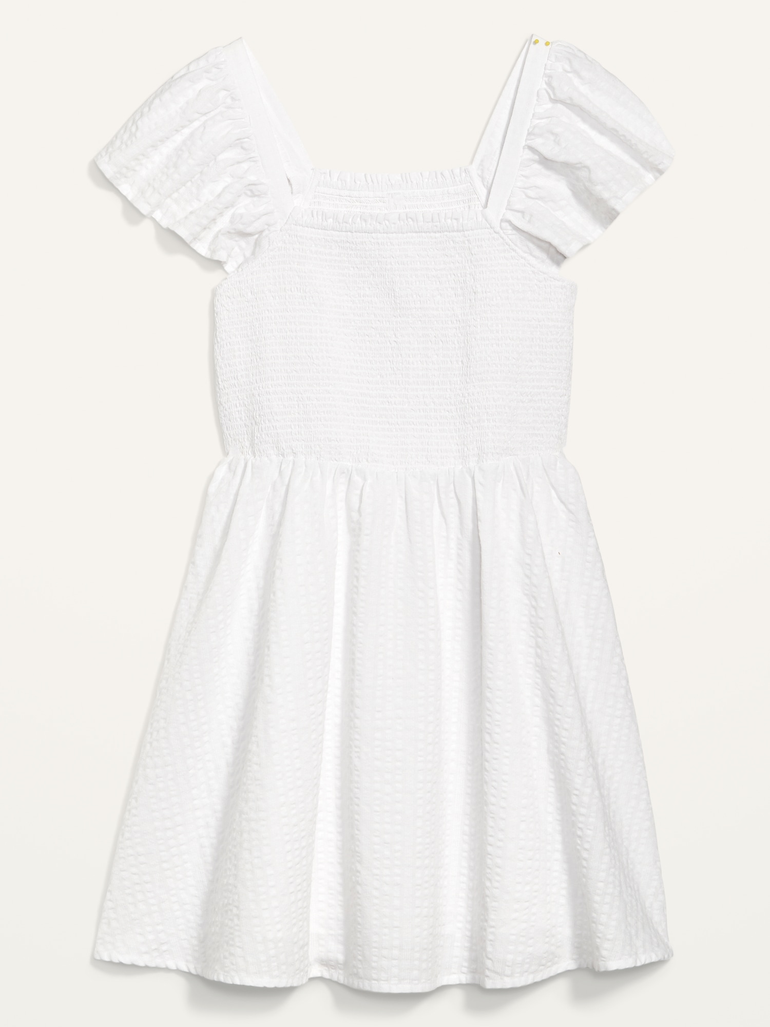 Fit & Flare Flutter-Sleeve Smocked Seersucker Mini Dress for Women ...