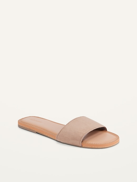 Image number 1 showing, Faux-Suede Slide Sandals