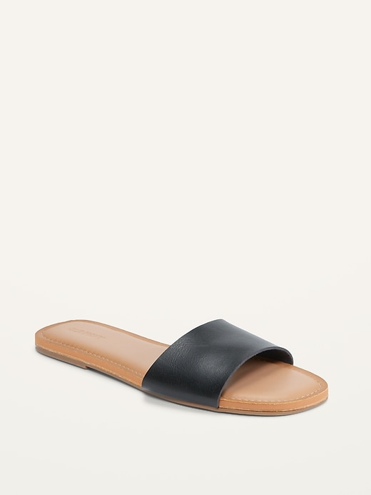 Image number 1 showing, Faux-Leather Slide Sandals