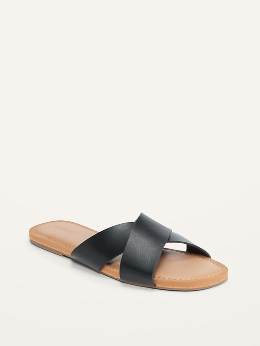 Image number 1 showing, Criss-Cross Faux-Leather Sandals