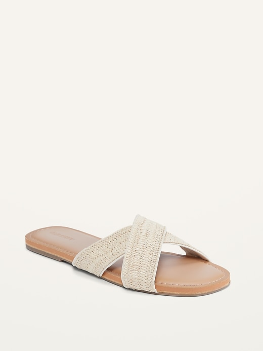 View large product image 1 of 1. Woven-Textured Crisscross Sandals