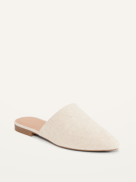 Image number 1 showing, Linen-Blend Pointy-Toe Mule Flats for Women