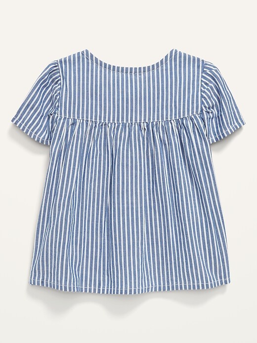 View large product image 2 of 2. Short-Sleeve Striped Button-Front Top for Baby