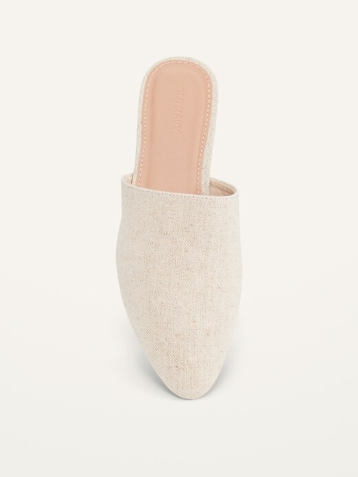 Image number 3 showing, Linen-Blend Pointy-Toe Mule Flats for Women