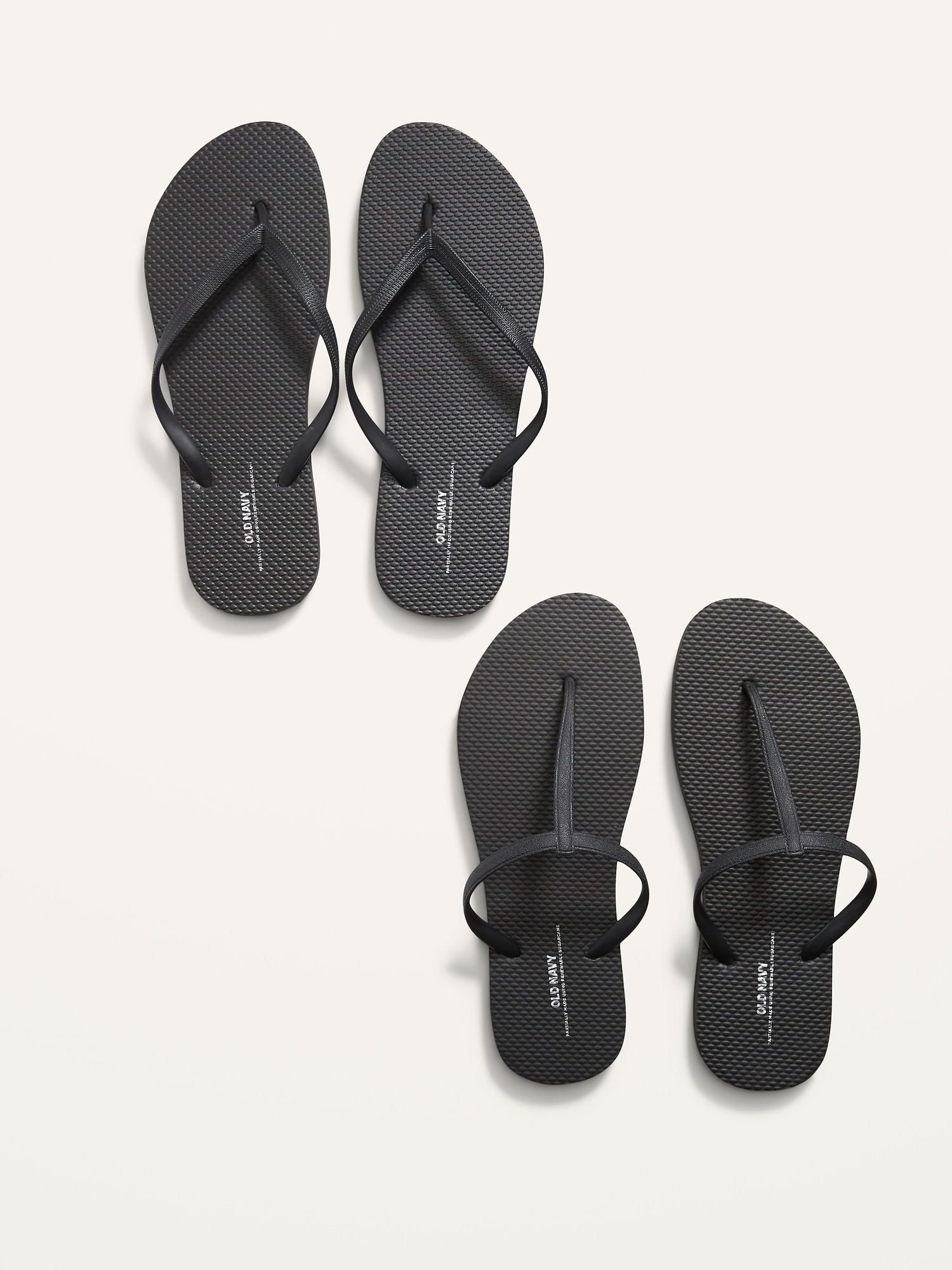 Old Navy Flip-Flop/T-Strap Sandals Variety 2-Pack (Partially Plant-Based) black. 1