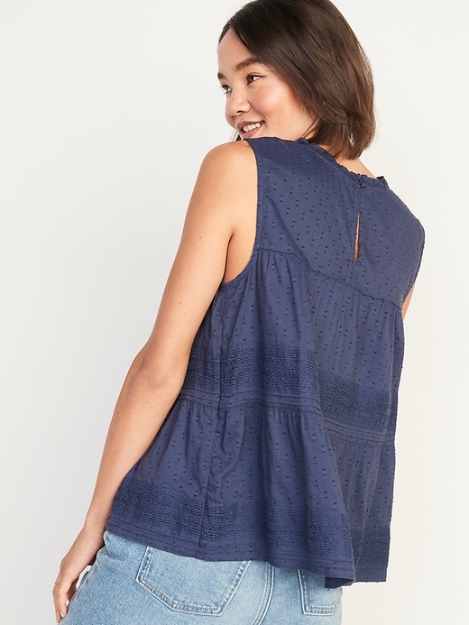 Sleeveless Lace-Trim Clip-Dot Swing Blouse for Women | Old Navy