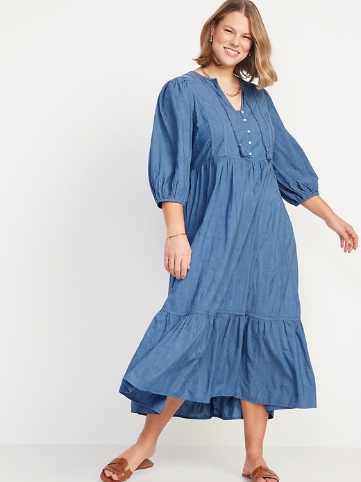 3/4-Sleeve All-Day Maxi Swing Dress for Women | Old Navy