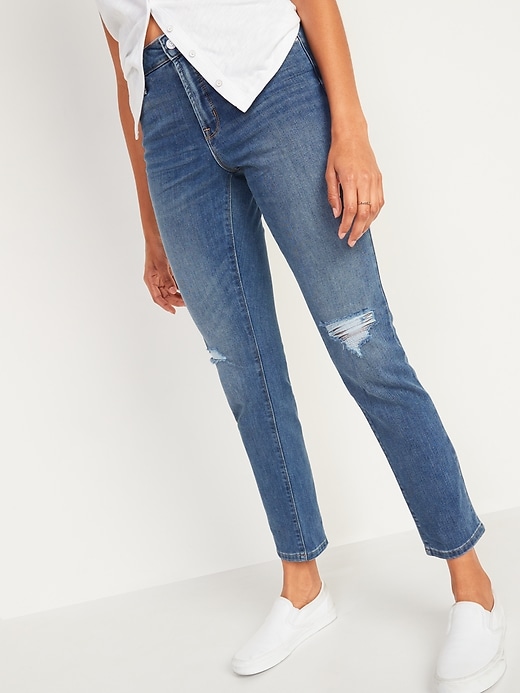 High-Waisted Distressed Power Slim 