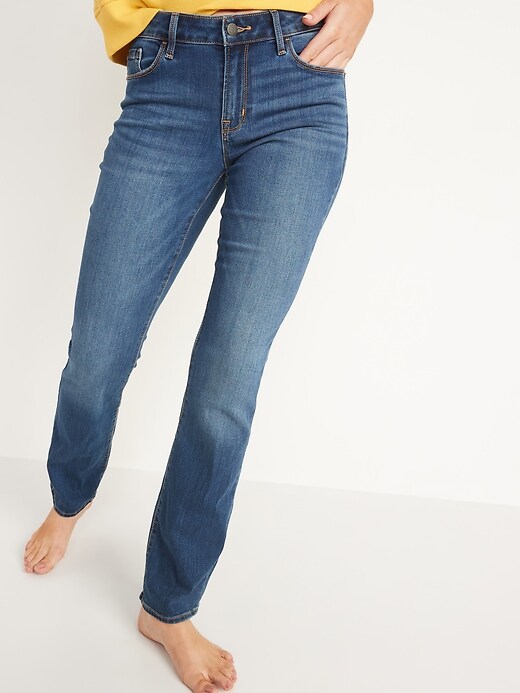 Oldnavy Mid-Rise Dark-Wash Kicker Boot-Cut Jeans for Women