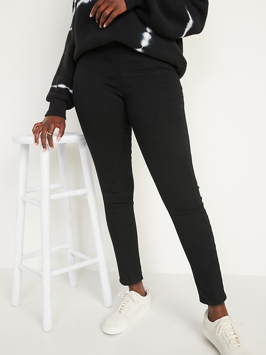 Image number 5 showing, Mid-Rise Black Wow Super Skinny Pull-On Jeggings for Women