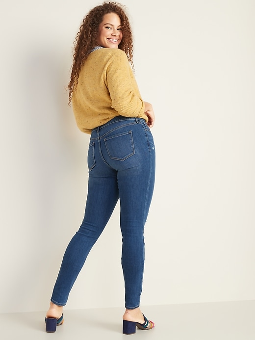 Image number 6 showing, Mid-Rise Pop Icon Distressed Skinny Jeans for Women
