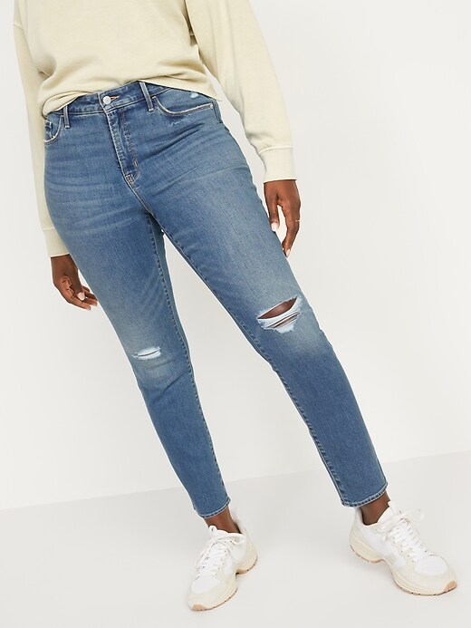 High-Waisted Distressed Pop Icon Skinny Jeans For Women | Old Navy