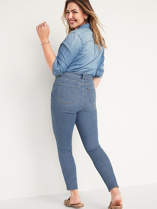 Image number 6 showing, Extra High-Waisted Button-Fly Rockstar 360° Stretch Super Skinny Cut-Off Ankle Jeans for Women