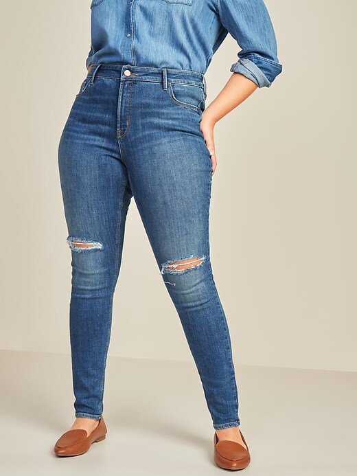 Image number 5 showing, High-Waisted Rockstar Super-Skinny Ripped Jeans for Women