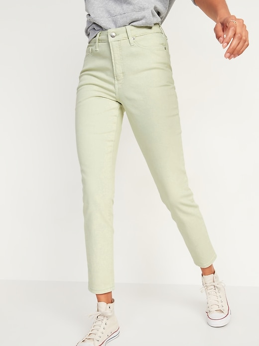 Image number 1 showing, High-Waisted O.G. Straight Mineral-Dye Jeans